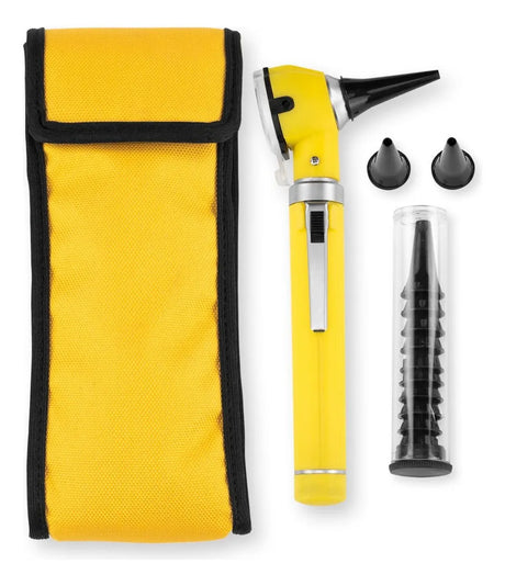 Otoscopio Grado Médico Mediglob con Luz LED Blanca 4000K Lupa Rotatoria 3x Estuche y Espéculos de Diagnóstico Clip ON/OFF