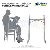 Andadera Ortopédica Plegable Ruedas Frontales Altura Ajustable 8 Niveles Acero Resistente y Empuñaduras Resistente Movilidad Segura