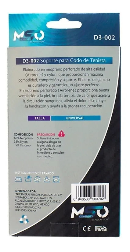 Soporte Para Codo De Tenista Ajustable De Lujo Marca Mso
