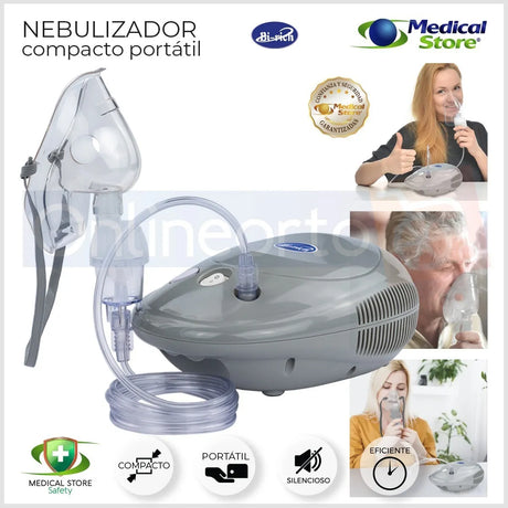 Nebulizador Médico Portátil Silencioso Mascarillas Adulto E Infantil Libre De Látex Gris