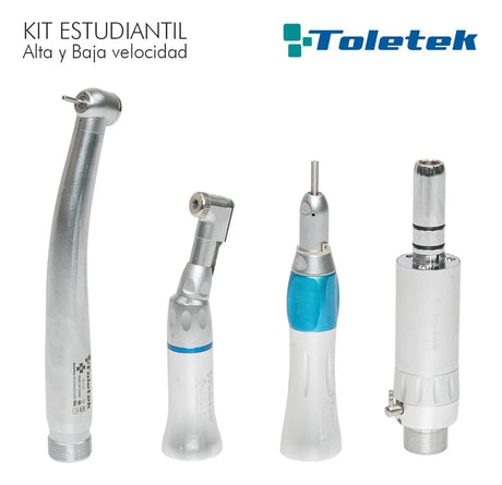 Kit Dental Profesional para Estudiantes Toletek con Motor Pieza de Alta y Baja Velocidad Recta y Contrángulo