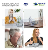 Nebulizador Médico Portátil Silencioso Mascarillas Adulto E Infantil Libre De Látex Gris