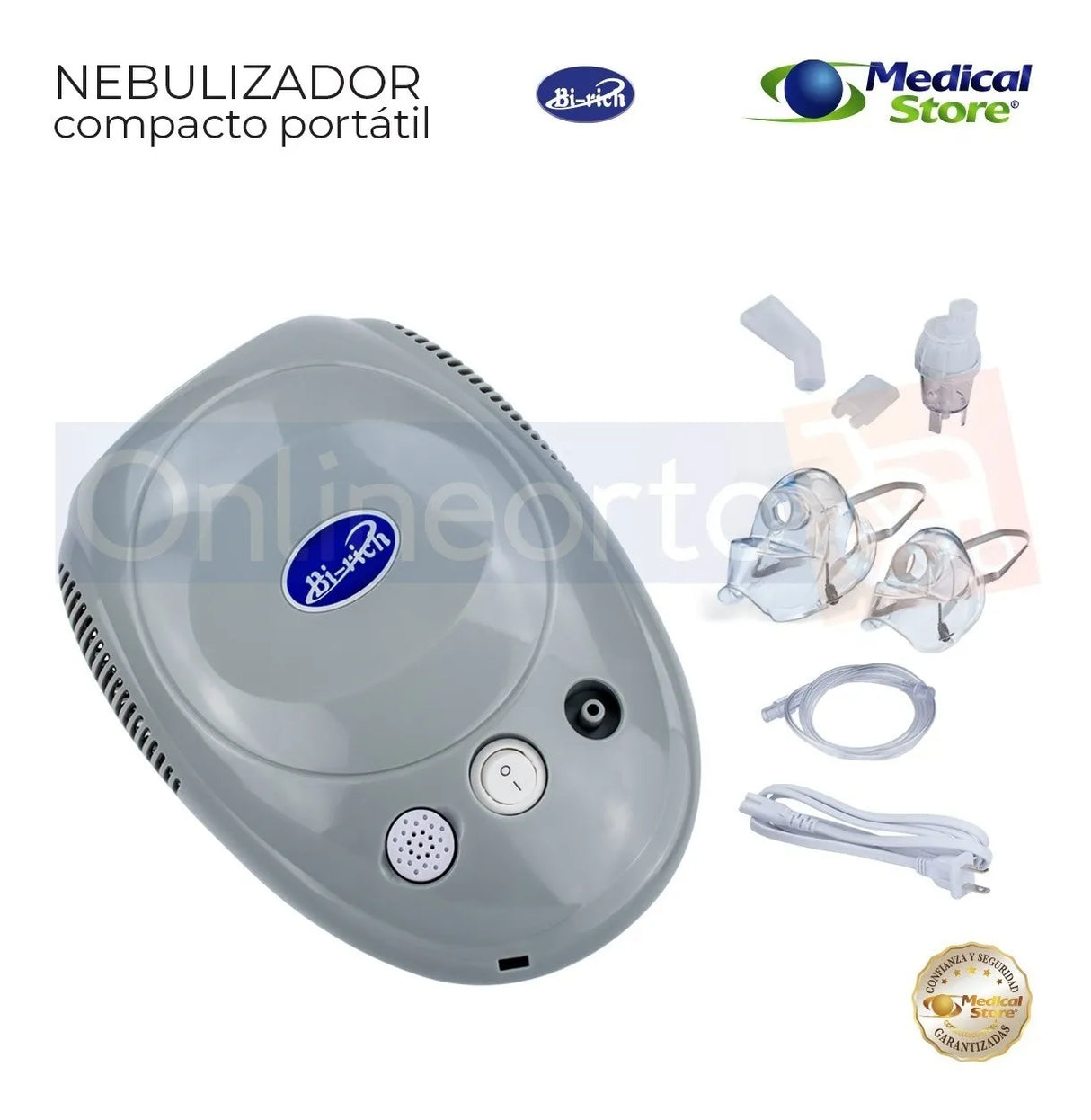 Nebulizador Médico Portátil Silencioso Mascarillas Adulto E Infantil Libre De Látex Gris