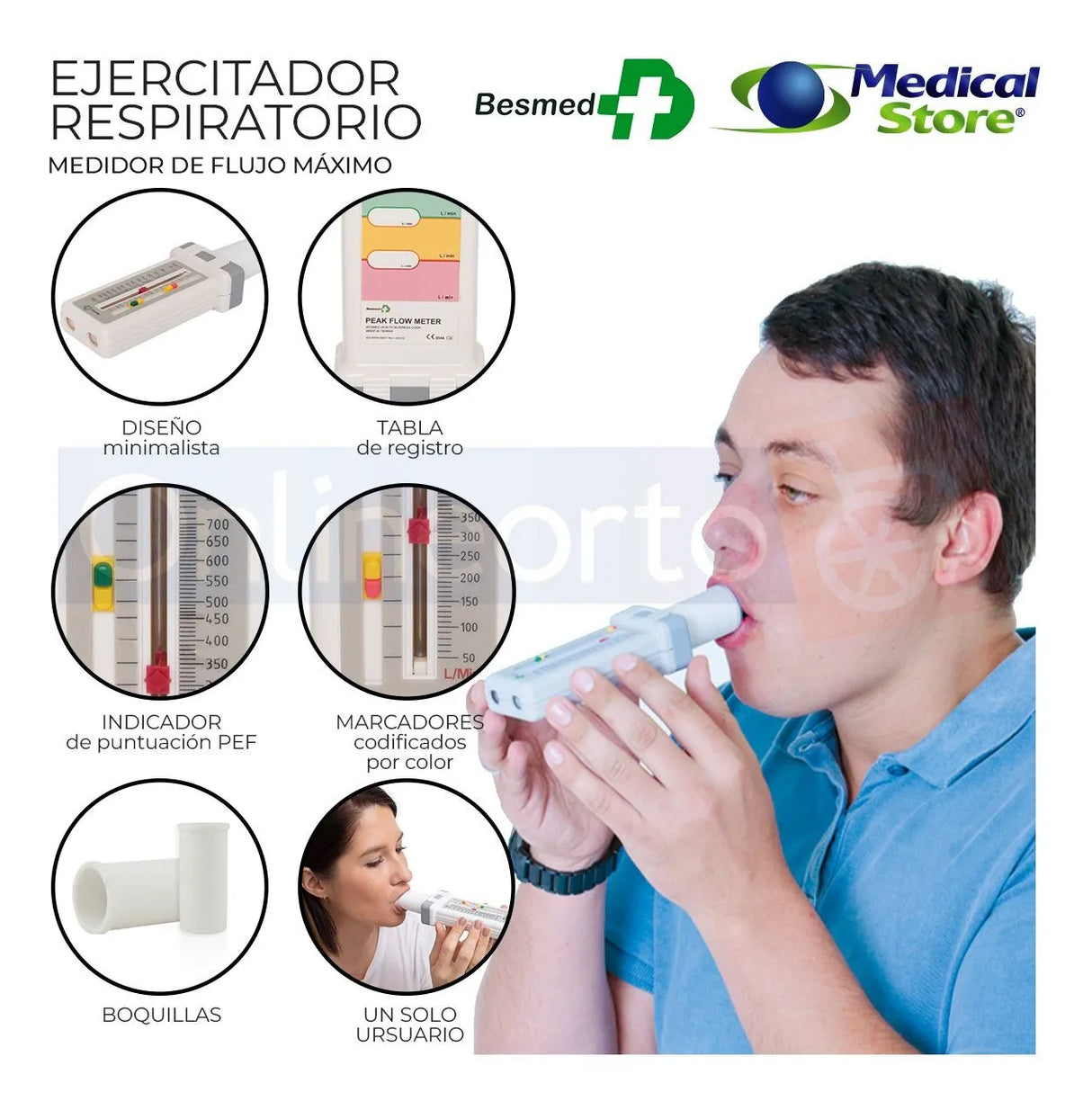 Ejercitador Respiratorio Flujo Máximo