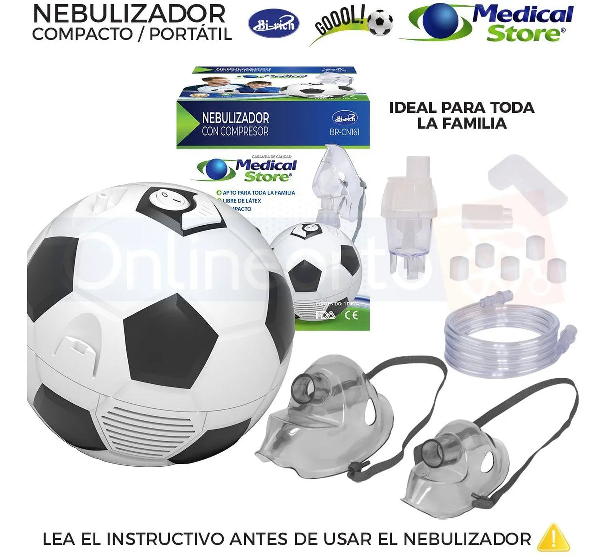 Nebulizador Médico Portátil Silencioso Mascarillas Adulto E Infantil Libre De Látex Balón