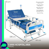 Mesa de sobreponer y cómodo integrado que facilitan la alimentación e higiene sin mover al paciente.