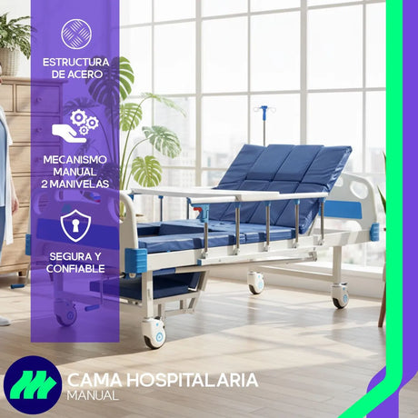 Manivelas de ajuste para respaldo y piernas que permiten modificar la posición del paciente de forma segura