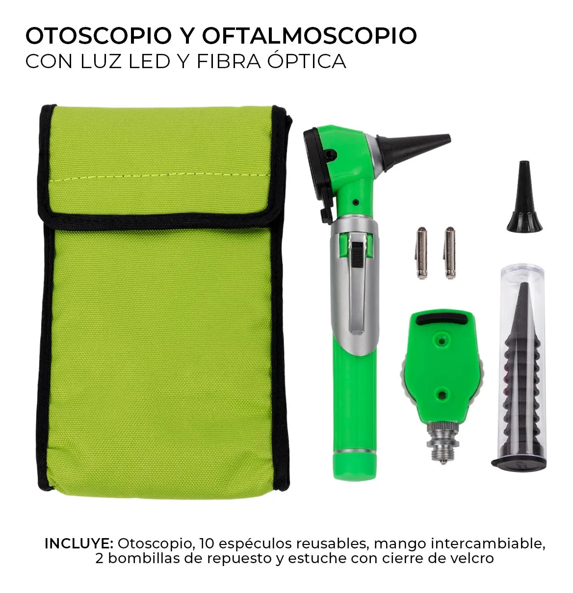 Otoscopio Oftalmoscopio Medico Diagnostico Luz Led Estuche