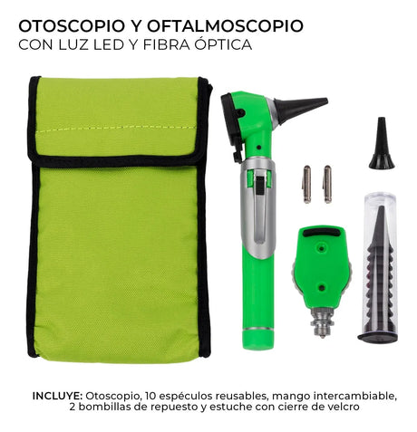 Otoscopio Oftalmoscopio Medico Diagnostico Luz Led Estuche