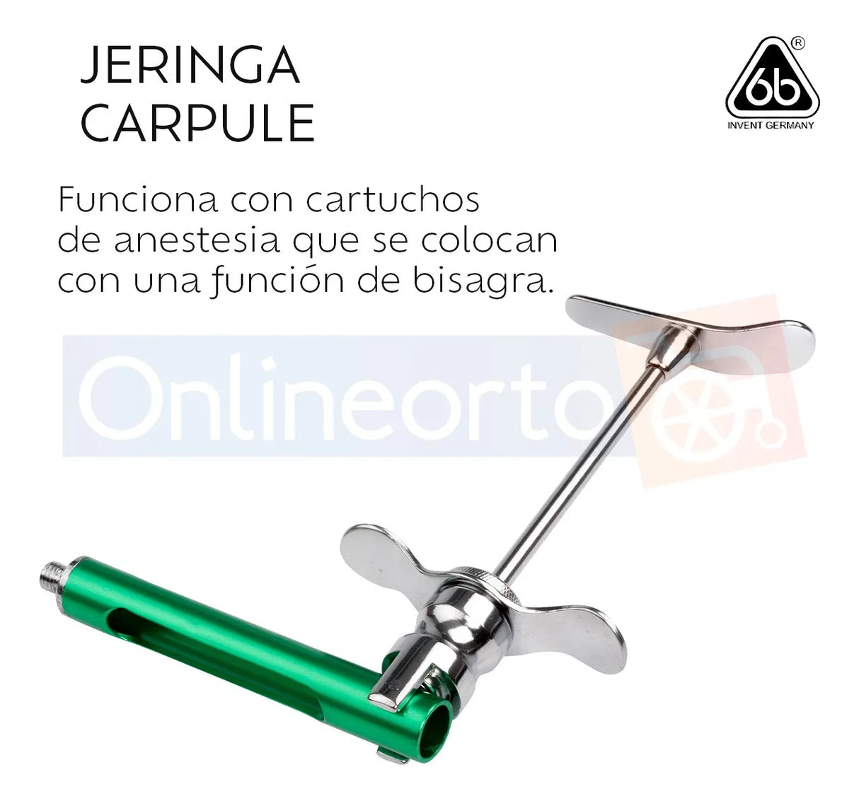 Jeringa Dental Carpule Profesional para Anestesia Inoxidable Reutilizable Esterilizable en Autoclave Uso Odontológico y Procedimientos Clínicos