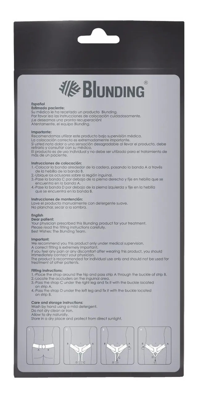 Faja Soporte Hernia Inguinal Blunding Faja Elástica Ajustable Oclusores de Silicona y Cierre de Contacto Seguro