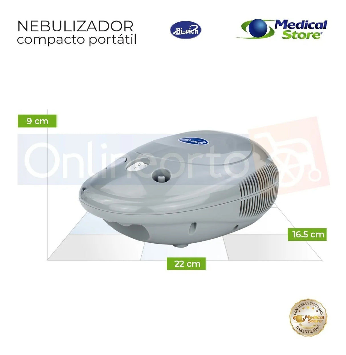 Nebulizador Médico Portátil Silencioso Mascarillas Adulto E Infantil Libre De Látex Gris