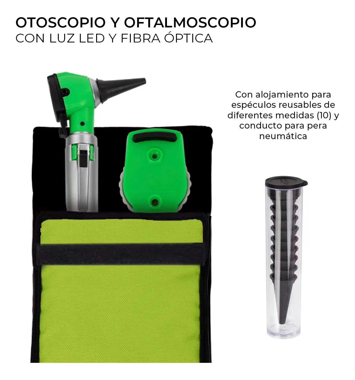 Otoscopio Oftalmoscopio Medico Diagnostico Luz Led Estuche