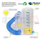 Ejercitador Pulmonar Espirómetro Incentivo Terapia Respiratoria Portátil Indicador Ajustable y Mejora Función Pulmonar