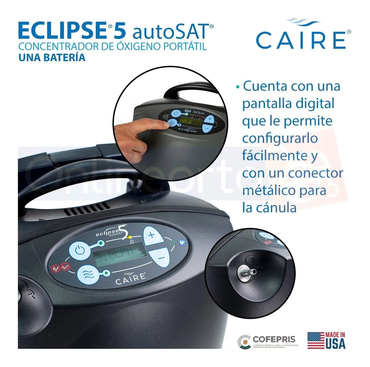 Concentrador de Oxígeno Portátil Sequal Eclipse Hibrido 1 bateria