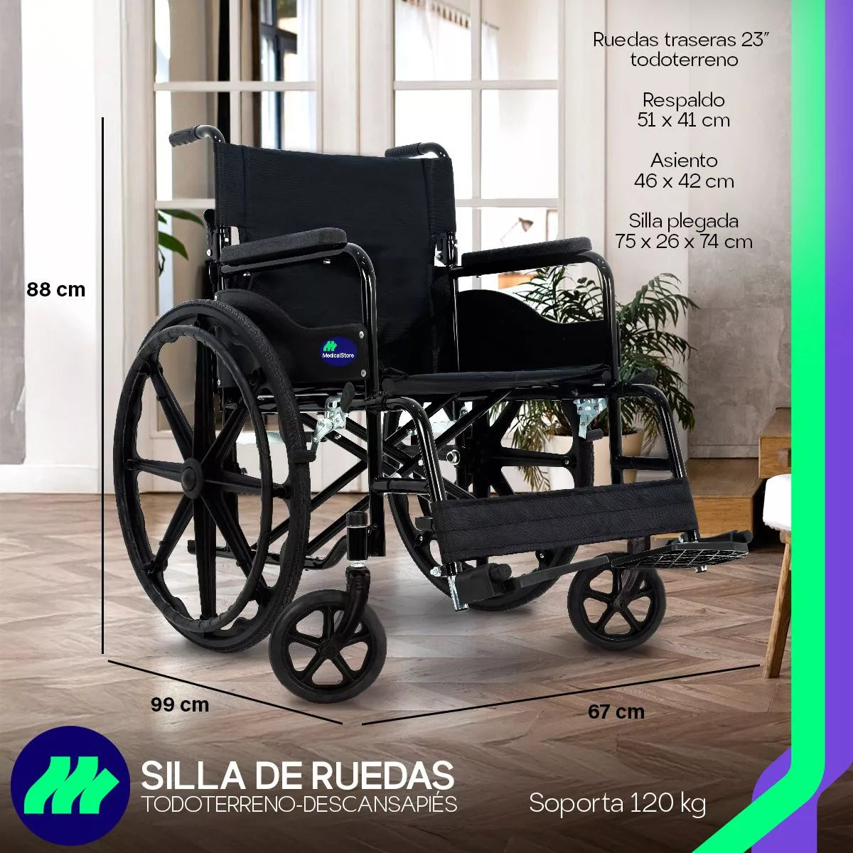 Silla De Ruedas De Lujo Plegable Compacta Todo Terreno