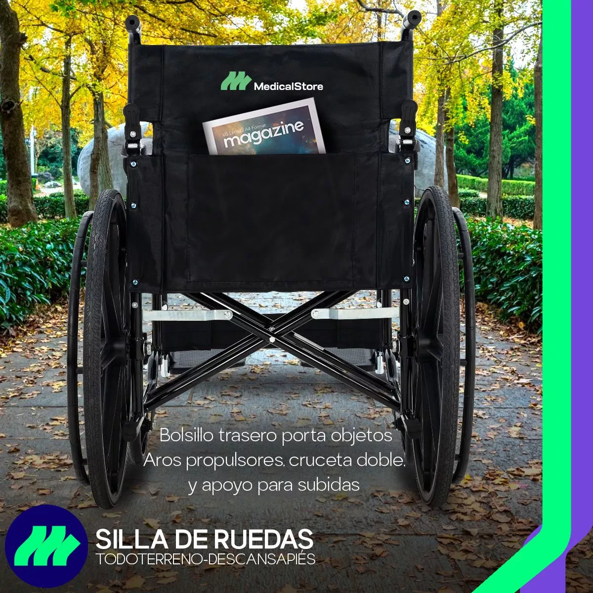 Silla De Ruedas De Lujo Plegable Compacta Todo Terreno