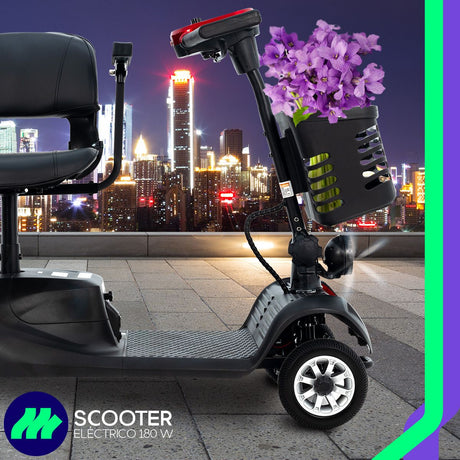 Silla De Ruedas Eléctrica Scooter 4 Ruedas Antivuelco Reversa Luces Led Descansabrazos Plegables Y Ajustables Asiento 360°