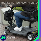 Silla De Ruedas Eléctrica Scooter 4 Ruedas Antivuelco Reversa Luces Led Descansabrazos Plegables Y Ajustables Asiento 360°