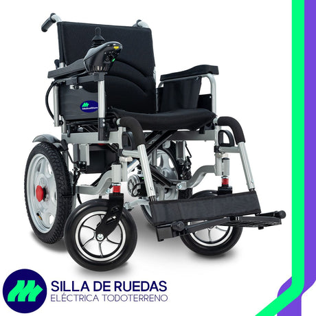 Silla De Ruedas Eléctrica Plegable Todo Terreno Gris Joystick Ajustable Asiento Acolchado Descansabrazos Abatibles Cinturón Frenos Electromagnéticos