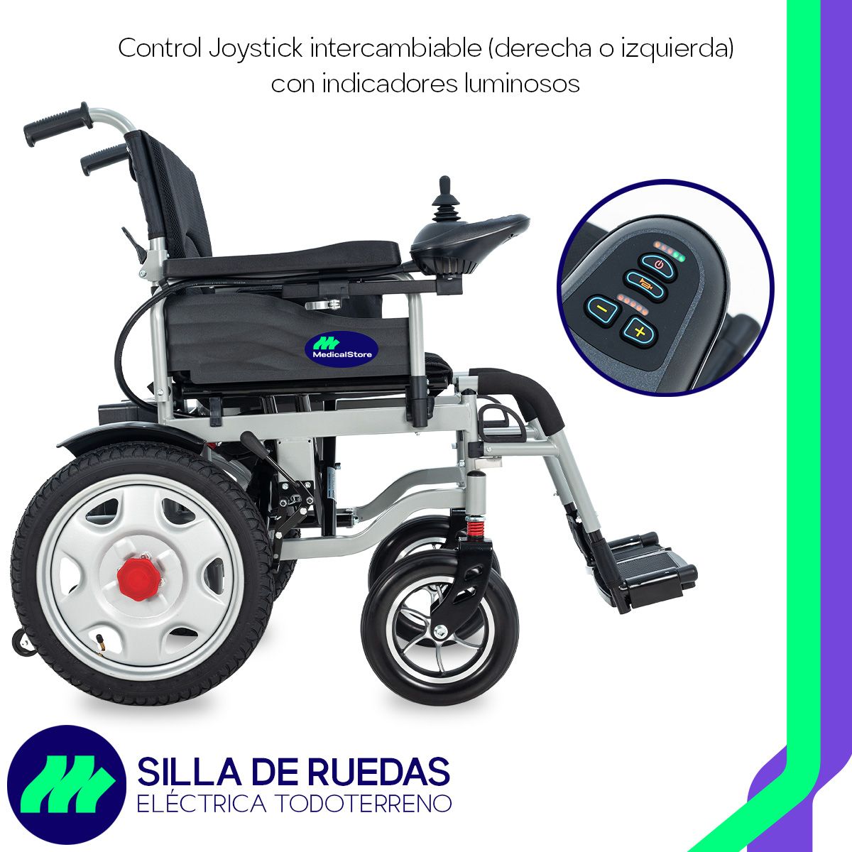 Silla De Ruedas Eléctrica Plegable Todo Terreno Gris Joystick Ajustable Asiento Acolchado Descansabrazos Abatibles Cinturón Frenos Electromagnéticos