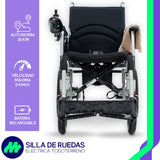 Silla De Ruedas Eléctrica Plegable Todo Terreno Gris Joystick Ajustable Asiento Acolchado Descansabrazos Abatibles Cinturón Frenos Electromagnéticos