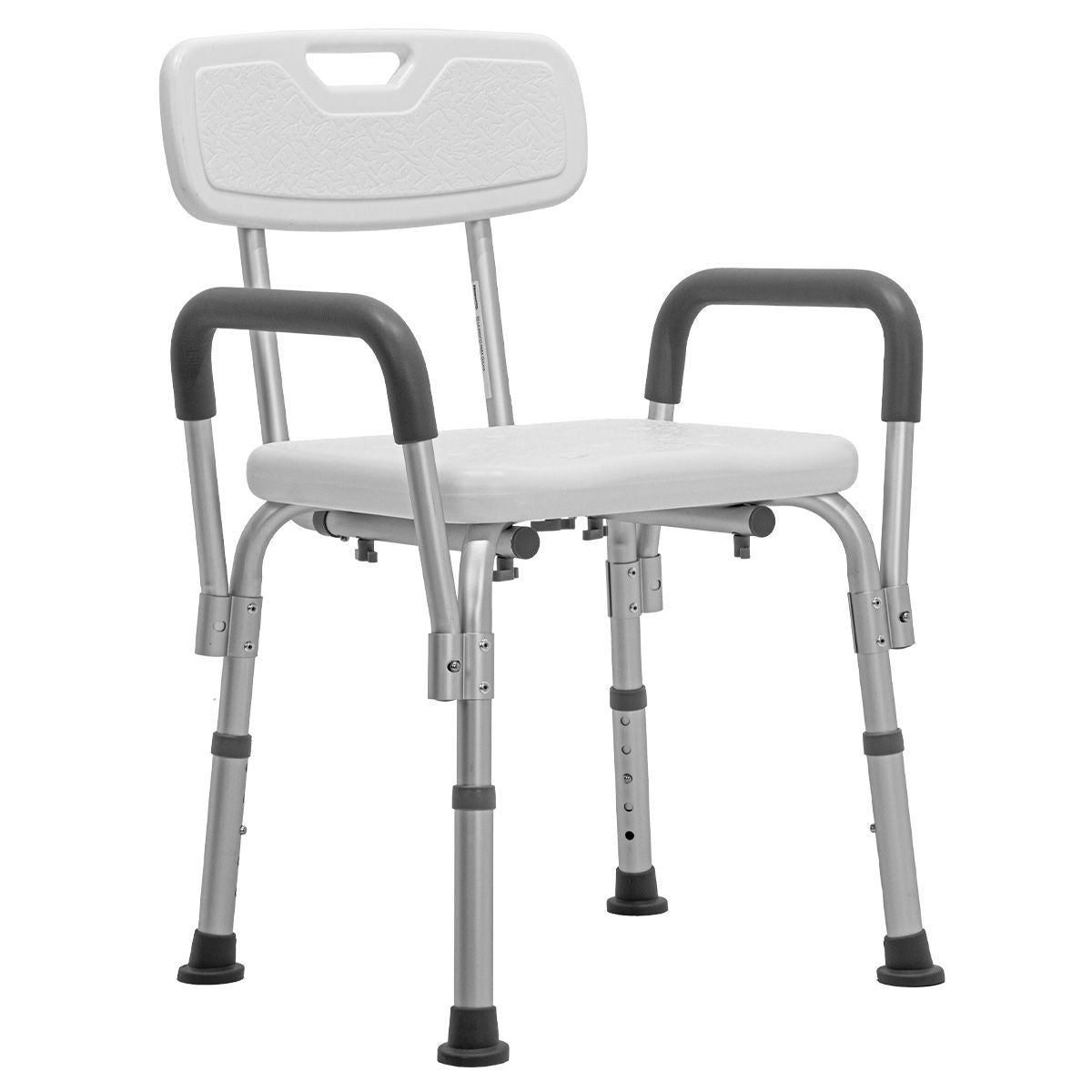 Silla Baño Ajustable con Descansabrazos y Respaldo Texturizado Antideslizante para Personas Mayores o con Movilidad Reducida
