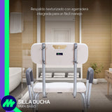 Silla Baño Ajustable con Descansabrazos y Respaldo Texturizado Antideslizante para Personas Mayores o con Movilidad Reducida