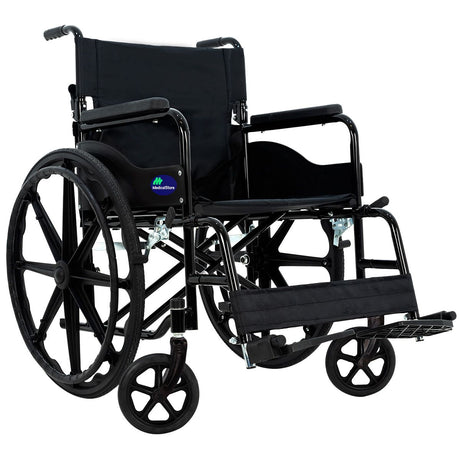 Silla de Ruedas Plegable Lujo Todo Terreno 18 Pulgadas Acero Respaldo Abatible Ruedas Giratorias Medical Store