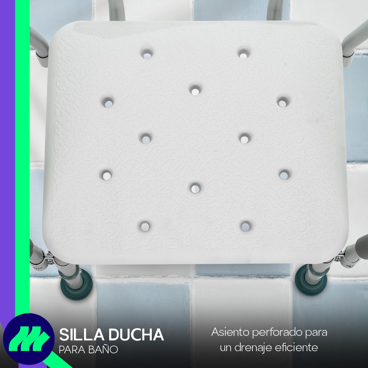Silla Para Baño Adultos Mayores Con Respaldo Y Asiento Antiderrapante Descansabrazos Ajustable Aluminio Seguridad Rehabilitación Estable Resistente Ligera Práctica