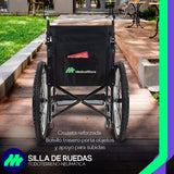 Silla de Ruedas Plegable Todo Terreno Acero 24” Neumática Respaldo Reforzado y Cinturón de Seguridad Aros Propulsores y Talonera Ajustable