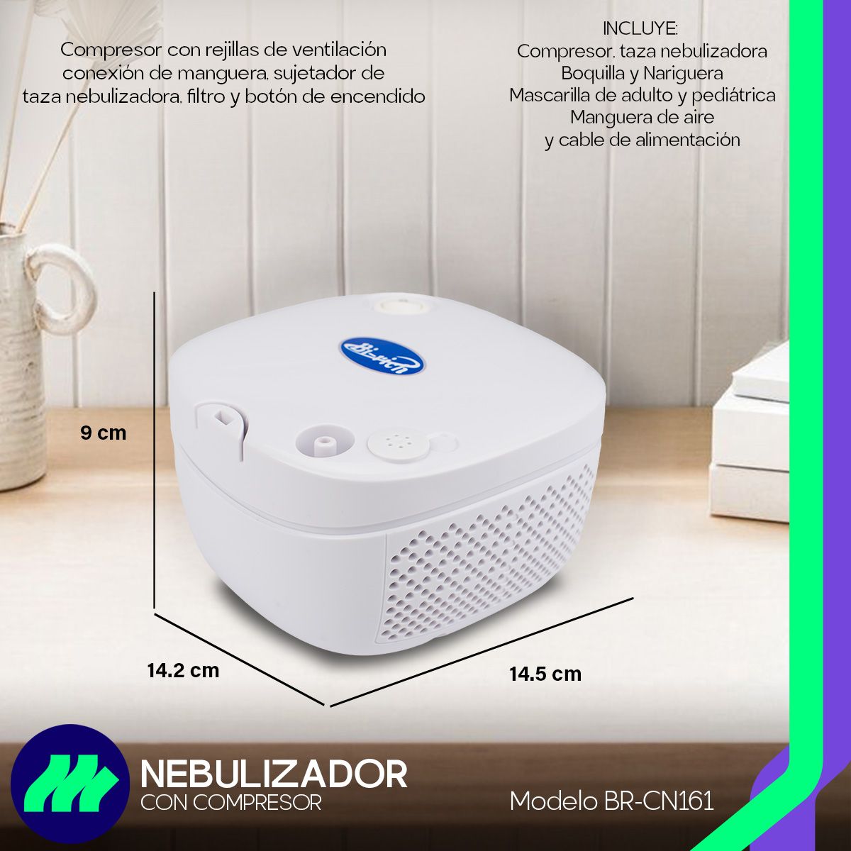 Nebulizador Médico Portátil Silencioso Mascarillas Adulto E Infantil Libre De Látex Blanco