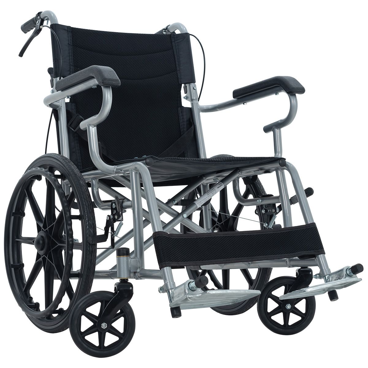 Silla de Ruedas Plegable de Lujo con Descansapiés Respaldo Reclinable y Ruedas Todoterreno Movilidad Reducida Respaldo Abatible Frenos de Palanca Empuñaduras Ergonómicas para Traslado