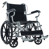 Silla de Ruedas Plegable de Lujo con Descansapiés Respaldo Reclinable y Ruedas Todoterreno Movilidad Reducida Respaldo Abatible Frenos de Palanca Empuñaduras Ergonómicas para Traslado