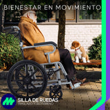 Silla de Ruedas Plegable de Lujo con Descansapiés Respaldo Reclinable y Ruedas Todoterreno Movilidad Reducida Respaldo Abatible Frenos de Palanca Empuñaduras Ergonómicas para Traslado