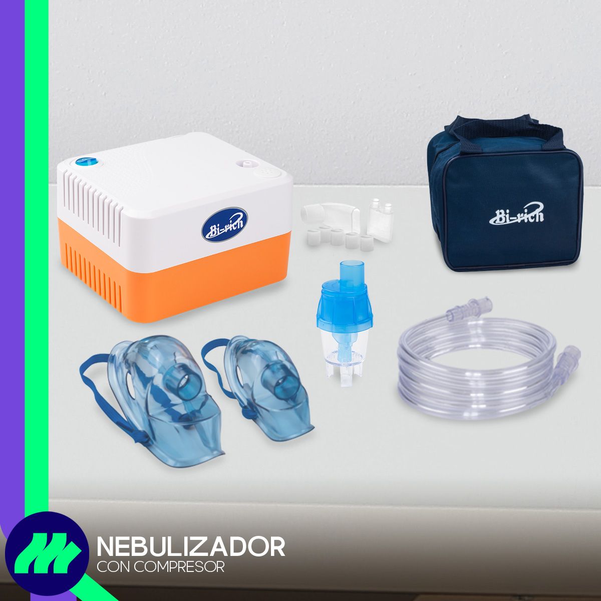 Nebulizador Médico Portátil Silencioso Mascarillas Adulto E Infantil Libre De Látex Naranja Blanco