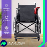 Silla de Ruedas Plegable de Lujo Ortopédica Respaldo Abatible Ruedas Grandes y Accesorios para Movilidad para Mayor Comodidad