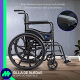 Silla de Ruedas Plegable de Lujo Ortopédica Respaldo Abatible Ruedas Grandes y Accesorios para Movilidad para Mayor Comodidad