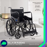 Silla de Ruedas Plegable de Lujo Ortopédica Respaldo Abatible Ruedas Grandes y Accesorios para Movilidad para Mayor Comodidad