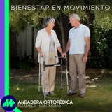 Andadera ortopédica plegable con ruedas doble refuerzo lateral altura ajustable sin herramientas estructura metálica y diseño ergonómico