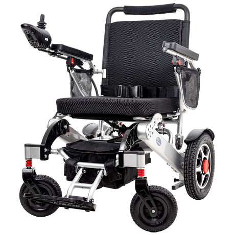 Silla Eléctrica Plegable Para Adultos Mayores Joystick Asiento Acojinado Ruedas Todo Terreno Reclinable Portátil Control Manual Fácil Uso Movilidad Reducida