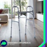 Andadera Aluminio Plegable con Regatones Antiderrapantes Empuñaduras Texturizadas Altura Ajustable Ligera y Resistente para Adultos