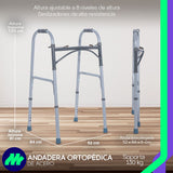 Andadera Aluminio Plegable con Regatones Antiderrapantes Empuñaduras Texturizadas Altura Ajustable Ligera y Resistente para Adultos