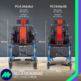 Silla De Ruedas Pca Plegable Reclinable Palanca Hidráulica Charola Desmontable Cabecera Ruedas Antivuelco Elevapiernas Ajustables Ergonómica