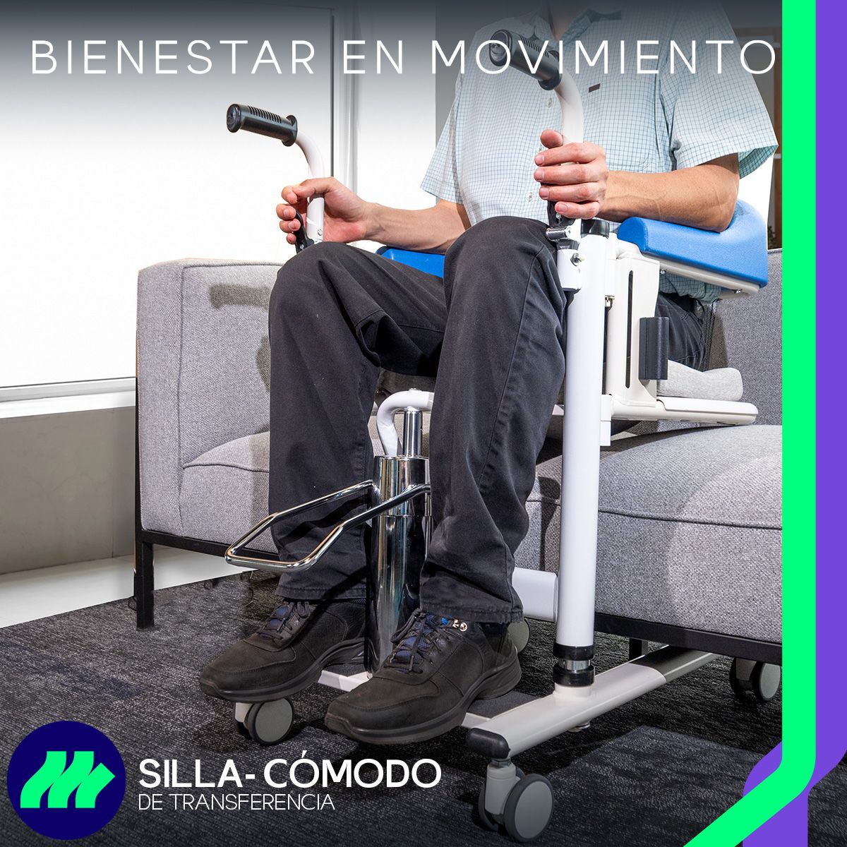 Asiento moldeado en ABS con cojín acolchado y respaldo de espuma ecológica para mayor comodidad y soporte durante el uso diario.