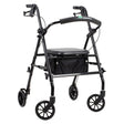 Andadera ortopédica rollator adulto plegable, asiento con respaldo acolchado y bolso, ruedas de 6 pulgadas, color negro.