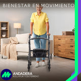 andadera ortopédica rollator adulto en uso por persona mayor en habitación acogedora