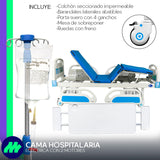 Cama Hospitalaria Eléctrica 4 Barandales de ABS laterales plegables