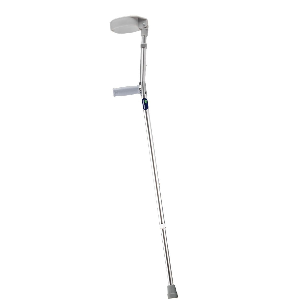 Vista general de la muleta canadiense ajustable con estructura ligera de aluminio y diseño funcional.