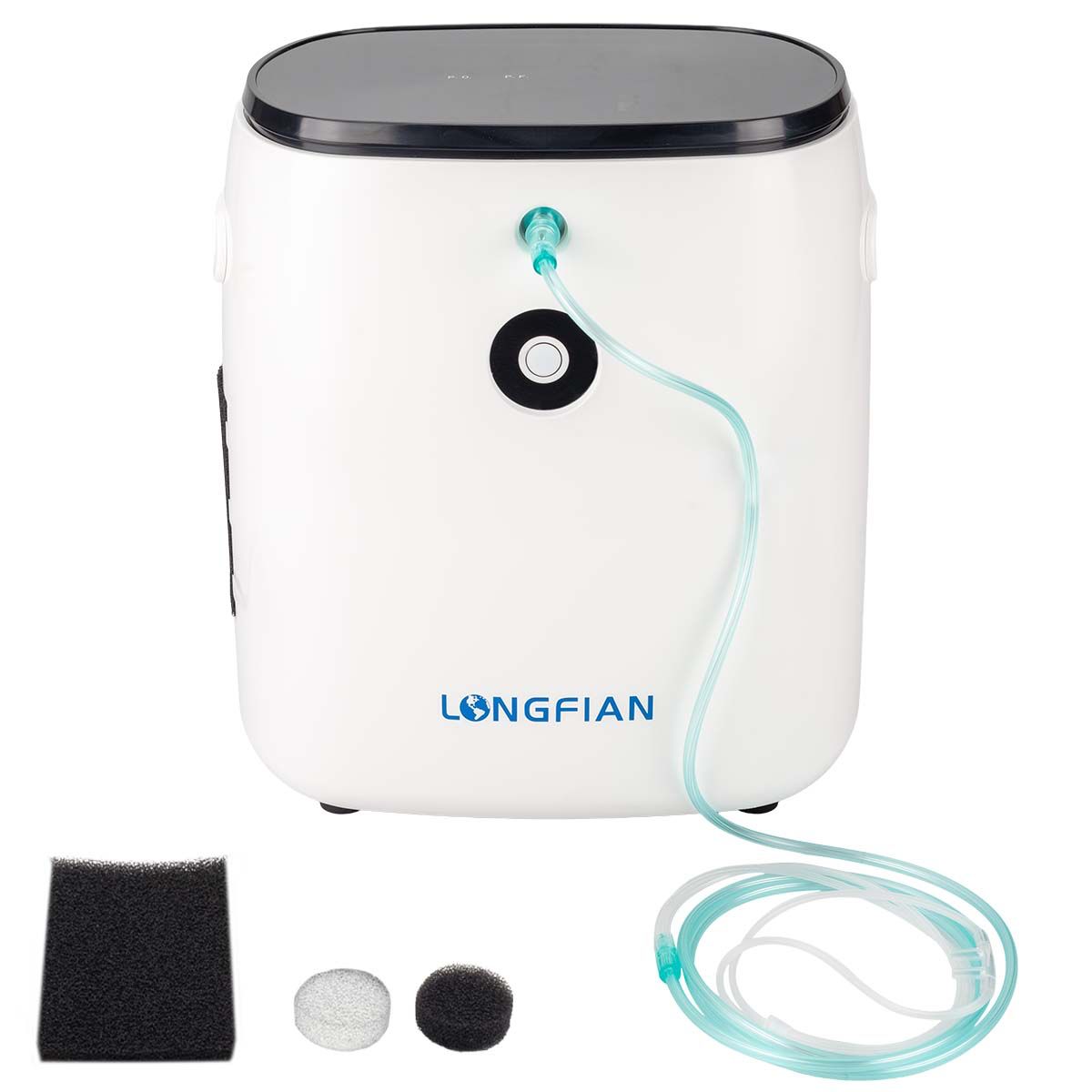 Concentrador de Oxígeno Longfian 7 Litros Uso Doméstico Portátil Silencioso con Pantalla LCD y Regulador de Flujo Bajo Nivel Sonoro,